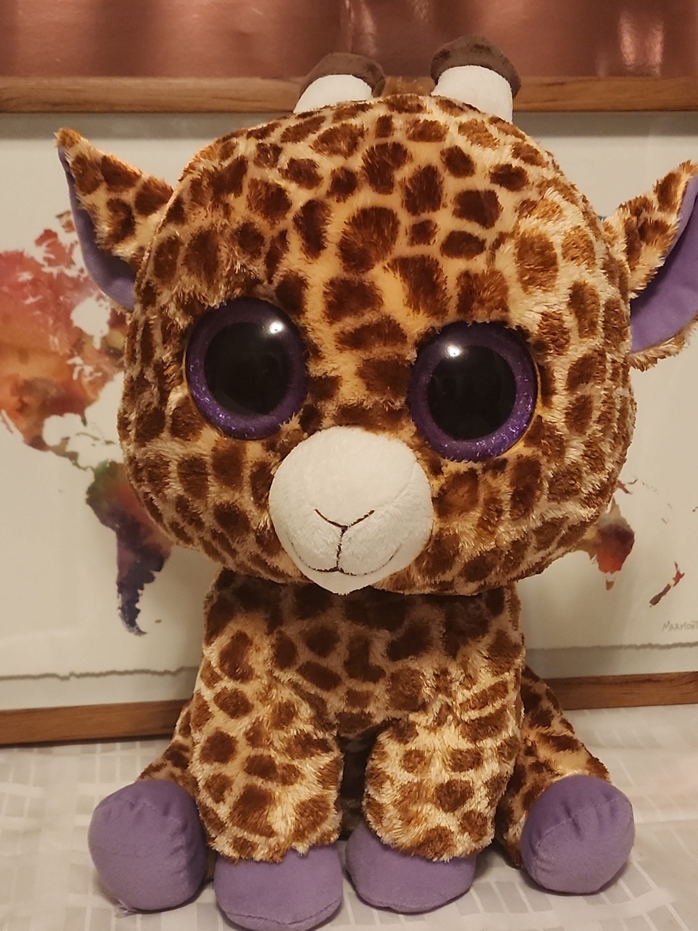 Ty Beanie Boos Safari Giraffe Plush Large Jumbo 16" Purple Glitter Eyes Vintage